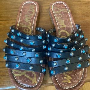Sam Edelman … Brea studded turquoise slides. Size 6